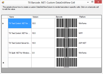 Implementing a Custom DataGridViewBarcodeCell - TX Barcode .NET for Windows  Forms