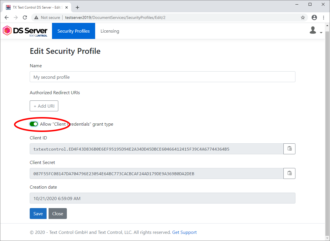 Security profiles